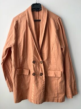 Saks Fifth Avenue Peach Linen Blend Blazer